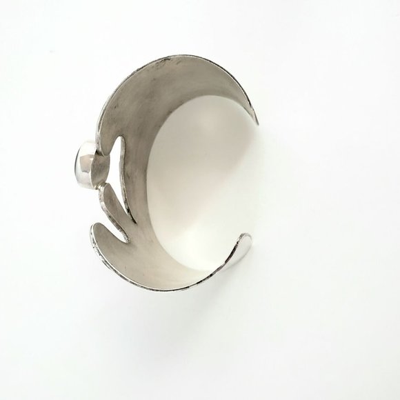 Carol Felley 1995 Sterling Onyx Cuff Bracelet - Picture 5 of 9